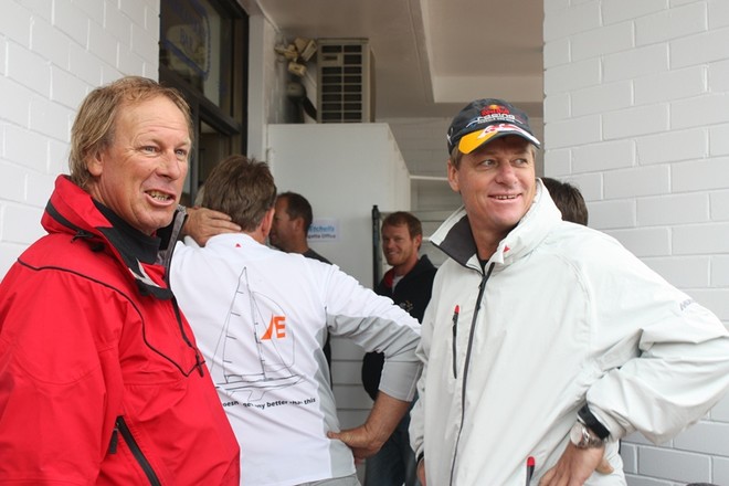 Lining up for the necessary weigh in gives the sailors a chance to catch up regatta gossip - Zhik Etchells NSW State Championship 2011  © Tracey Johnstone